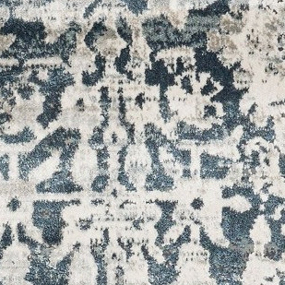 3' X 5' Teal And Ivory Floral Area Rug