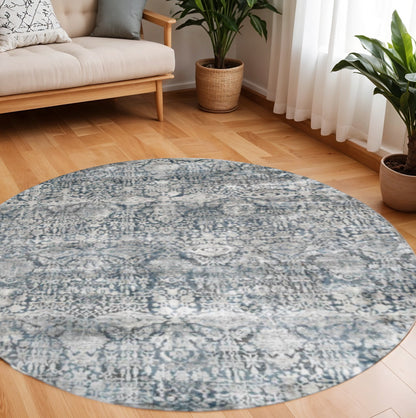 3' X 5' Teal And Ivory Floral Area Rug