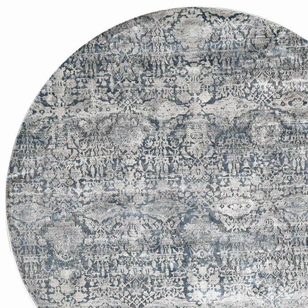 3' X 5' Teal And Ivory Floral Area Rug