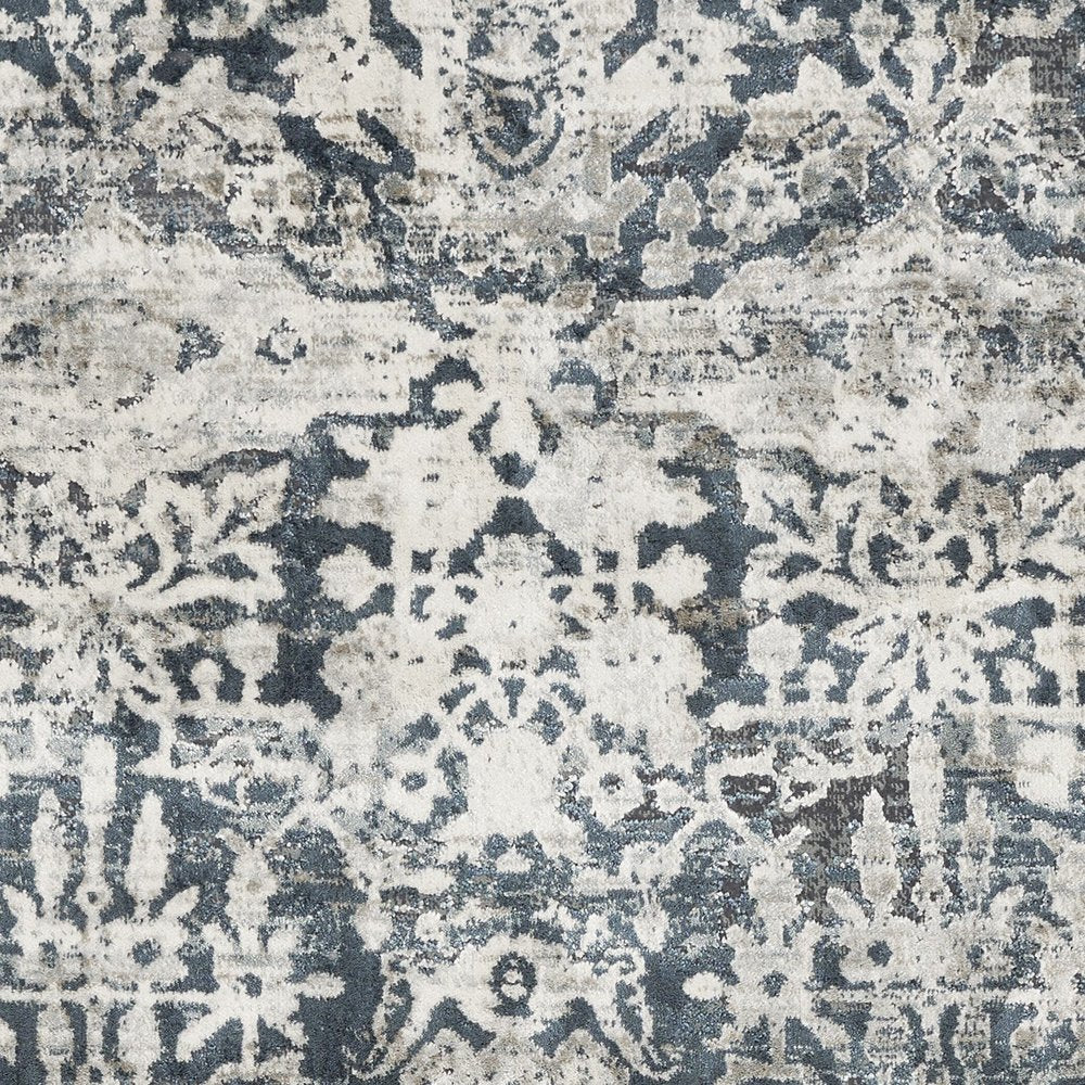 3' X 5' Teal And Ivory Floral Area Rug