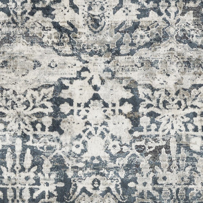 3' X 5' Teal And Ivory Floral Area Rug