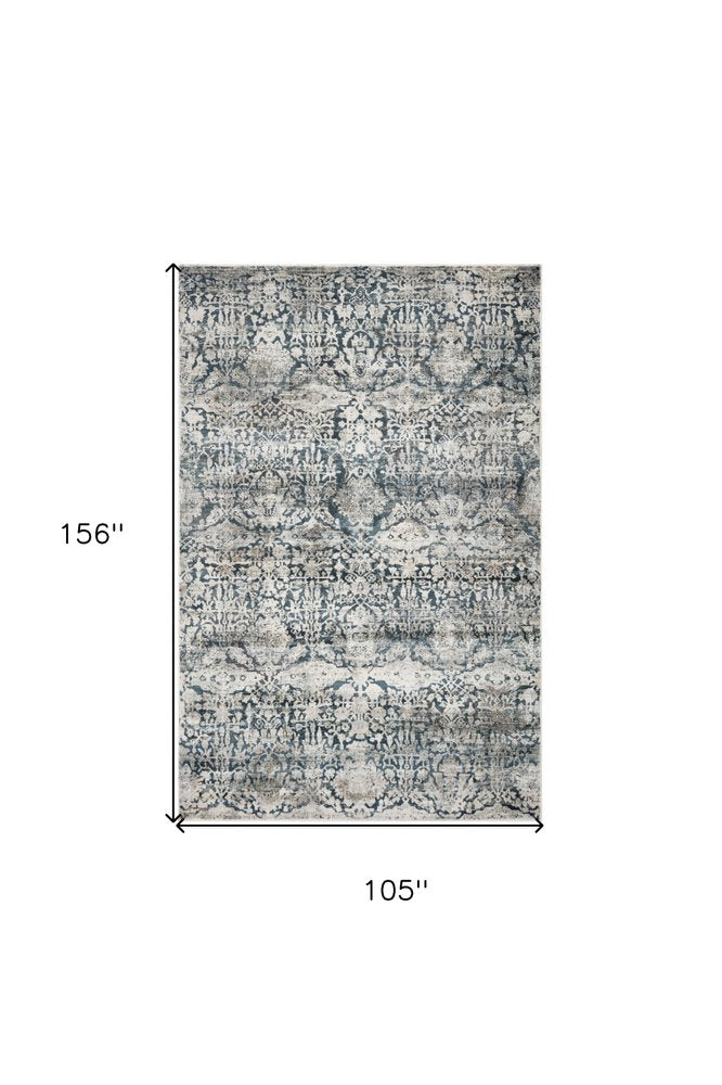 3' X 5' Teal And Ivory Floral Area Rug