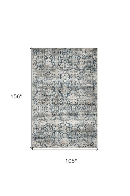 3' X 5' Teal And Ivory Floral Area Rug