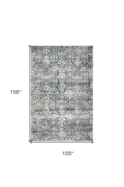 3' X 5' Teal And Ivory Floral Area Rug