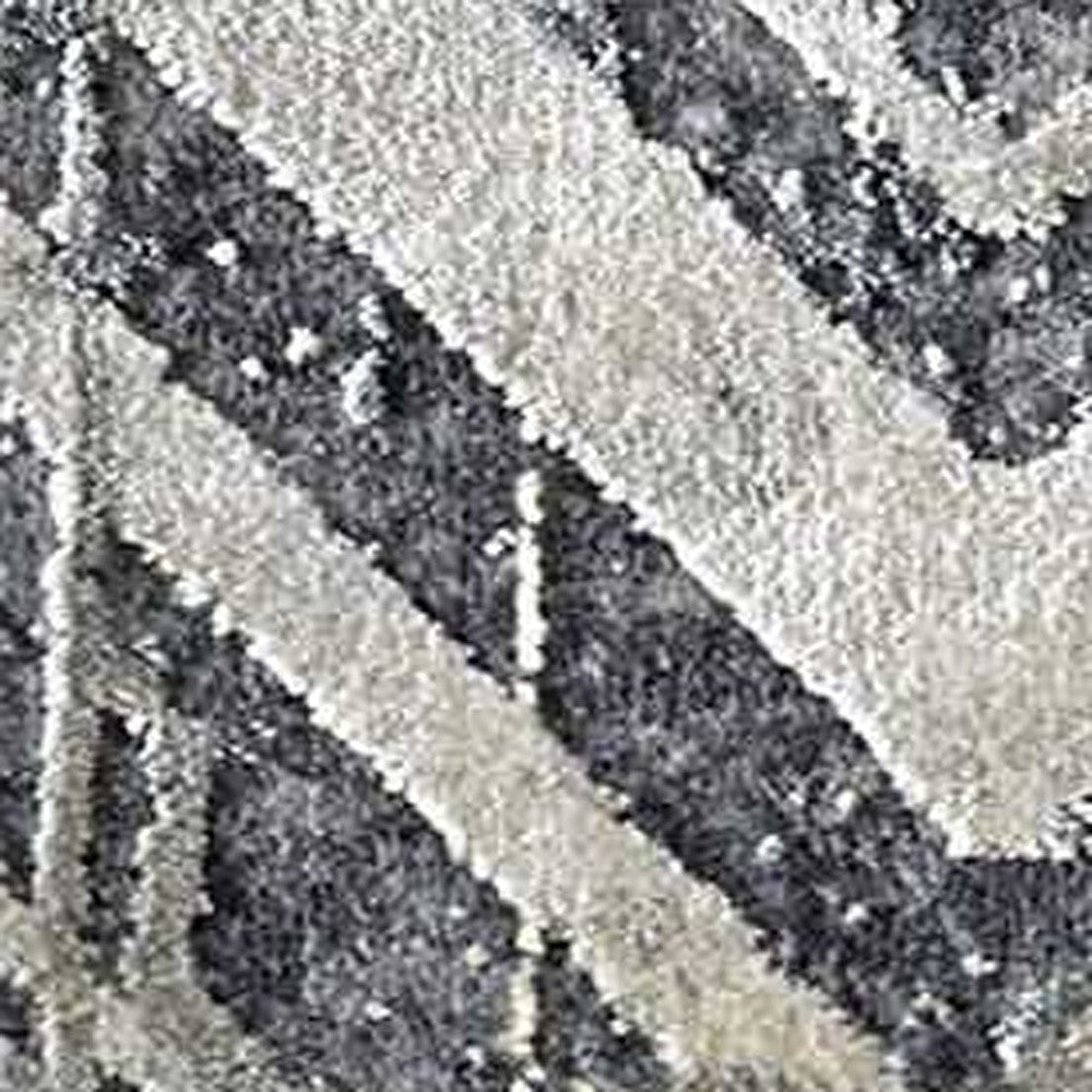 8' Grey Machine Woven Distressed Chevron Indoor Runner Rug