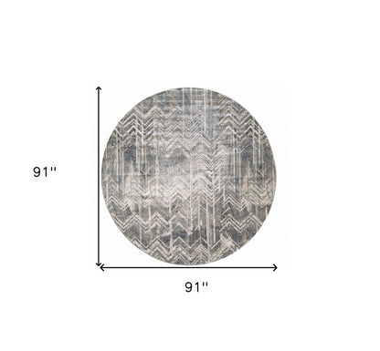 9' X 13' Dark Gray And Ivory Chevron Area Rug