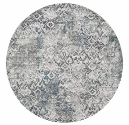 3' X 5' Ivory Gray And Teal Medallion Area Rug