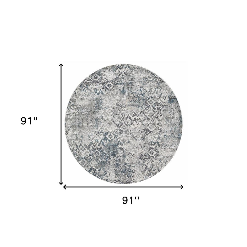 3' X 5' Ivory Gray And Teal Medallion Area Rug