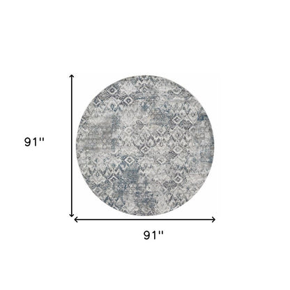 3' X 5' Ivory Gray And Teal Medallion Area Rug