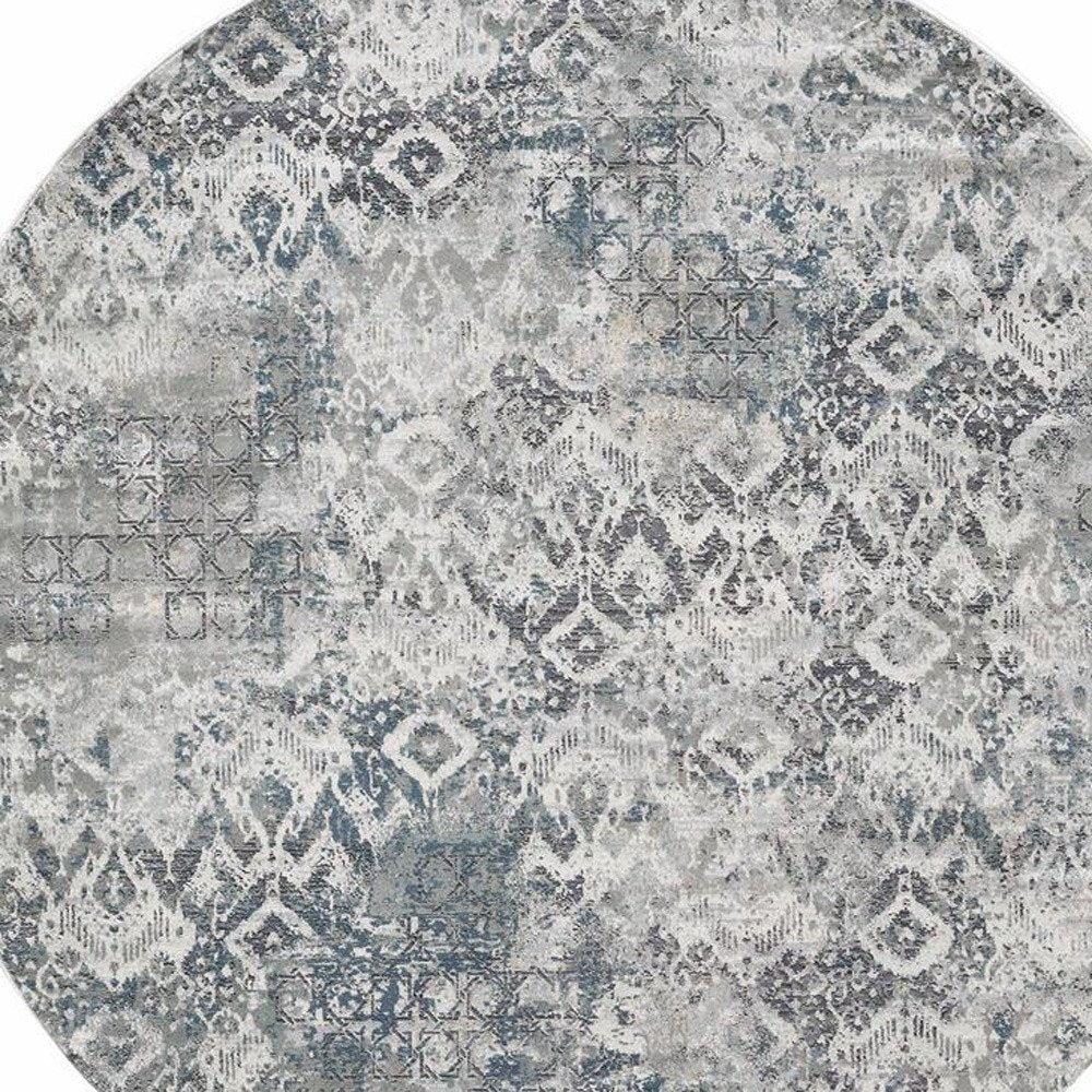 3' X 5' Ivory Gray And Teal Medallion Area Rug
