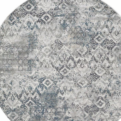 3' X 5' Ivory Gray And Teal Medallion Area Rug
