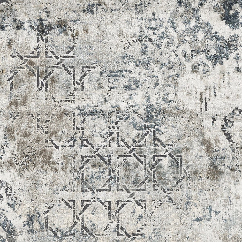 3' X 5' Ivory Gray And Teal Medallion Area Rug