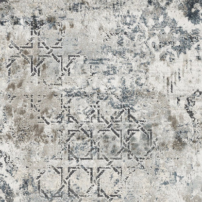 3' X 5' Ivory Gray And Teal Medallion Area Rug