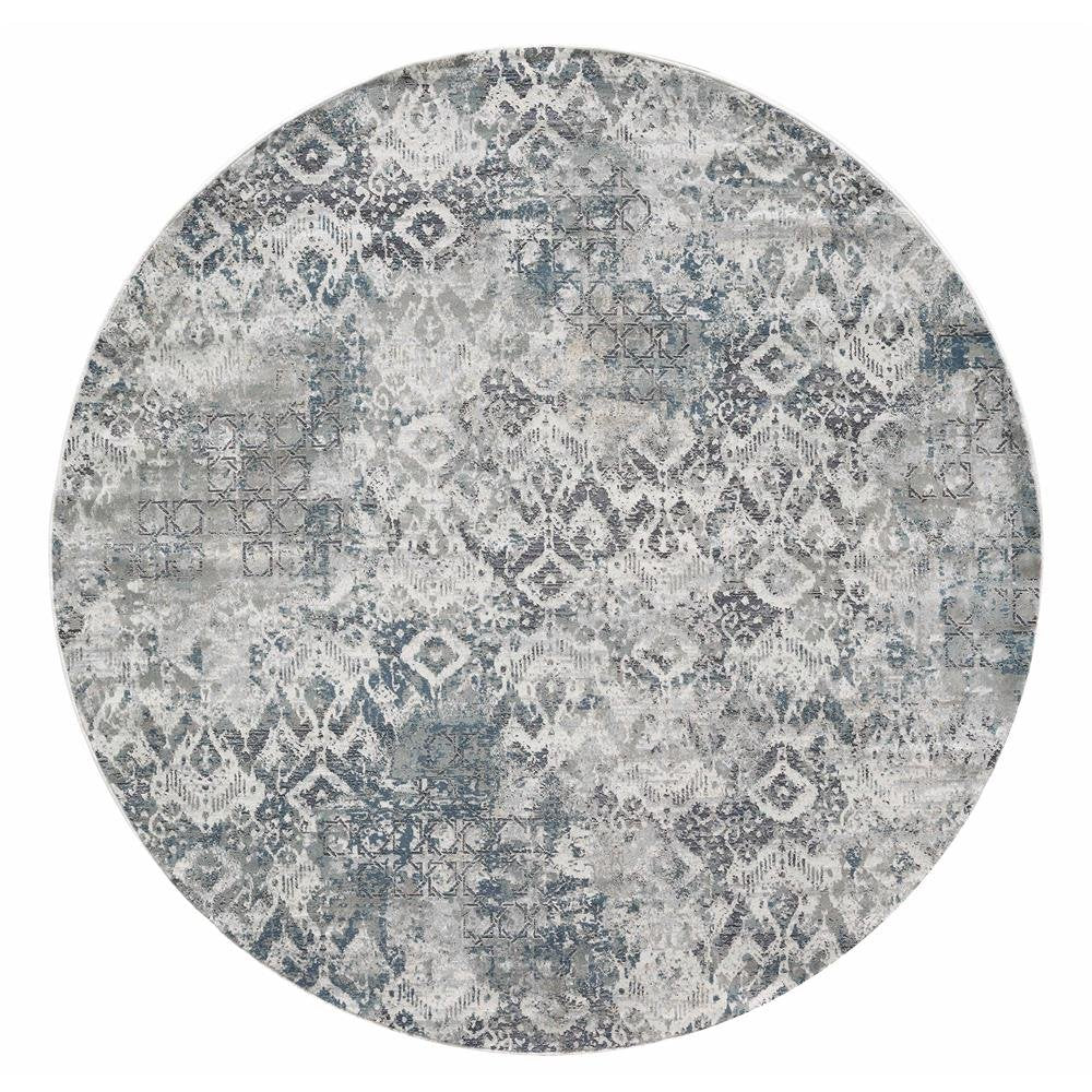 3' X 5' Ivory Gray And Teal Medallion Area Rug