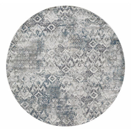 3' X 5' Ivory Gray And Teal Medallion Area Rug