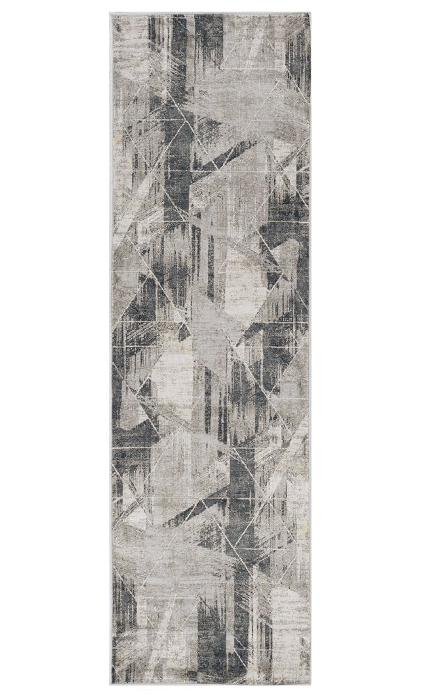 3' X 5' Gray Black And Ivory Abstract Area Rug