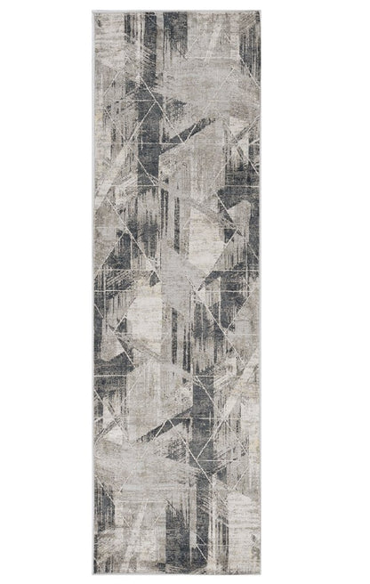 3' X 5' Gray Black And Ivory Abstract Area Rug