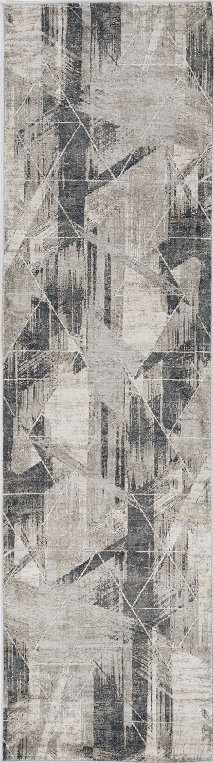 3' X 5' Gray Black And Ivory Abstract Area Rug