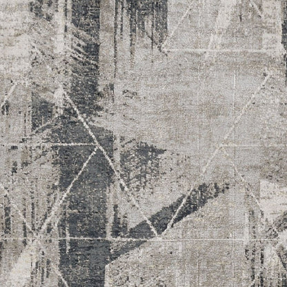 3' X 5' Gray Black And Ivory Abstract Area Rug