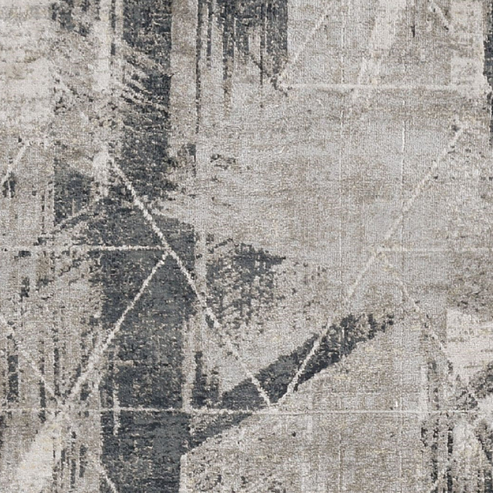 3' X 5' Gray Black And Ivory Abstract Area Rug