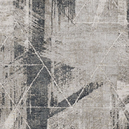 3' X 5' Gray Black And Ivory Abstract Area Rug