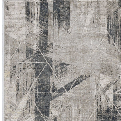 3' X 5' Gray Black And Ivory Abstract Area Rug