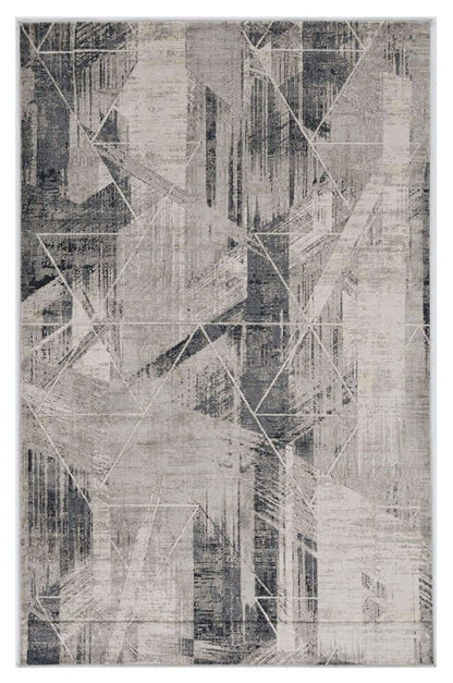 3' X 5' Gray Black And Ivory Abstract Area Rug