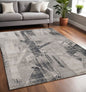 8' Grey Machine Woven Abstract Geometric Indoor Runner Rug