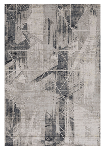 3' X 5' Gray Black And Ivory Abstract Area Rug