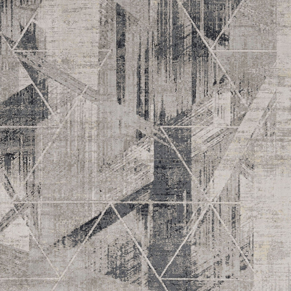 3' X 5' Gray Black And Ivory Abstract Area Rug