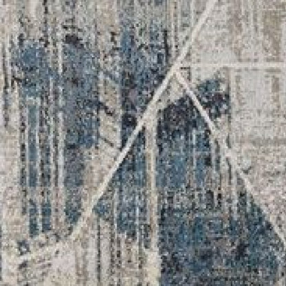 3' X 5' Blue and Gray Abstract Geometric Area Rug