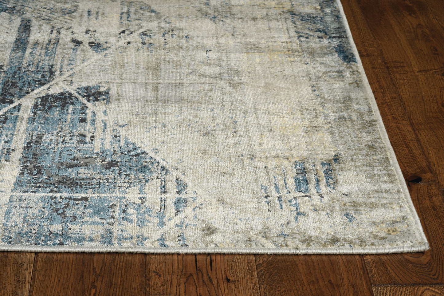 3' X 5' Blue and Gray Abstract Geometric Area Rug