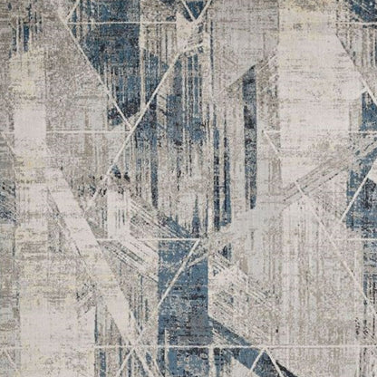 3' X 5' Blue and Gray Abstract Geometric Area Rug