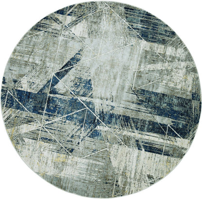 9' X 13' Blue And Gray Abstract Geometric Area Rug