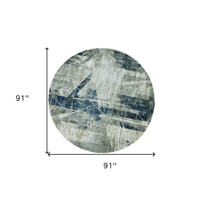 9' X 13' Blue And Gray Abstract Geometric Area Rug