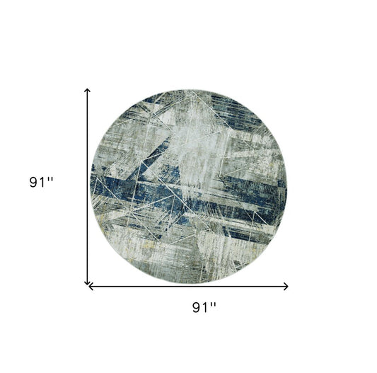 9' X 13' Blue And Gray Abstract Geometric Area Rug