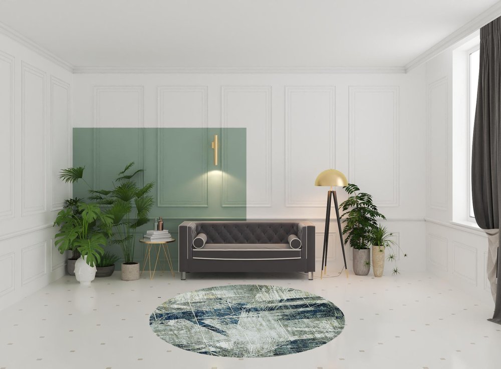 9' X 13' Blue And Gray Abstract Geometric Area Rug