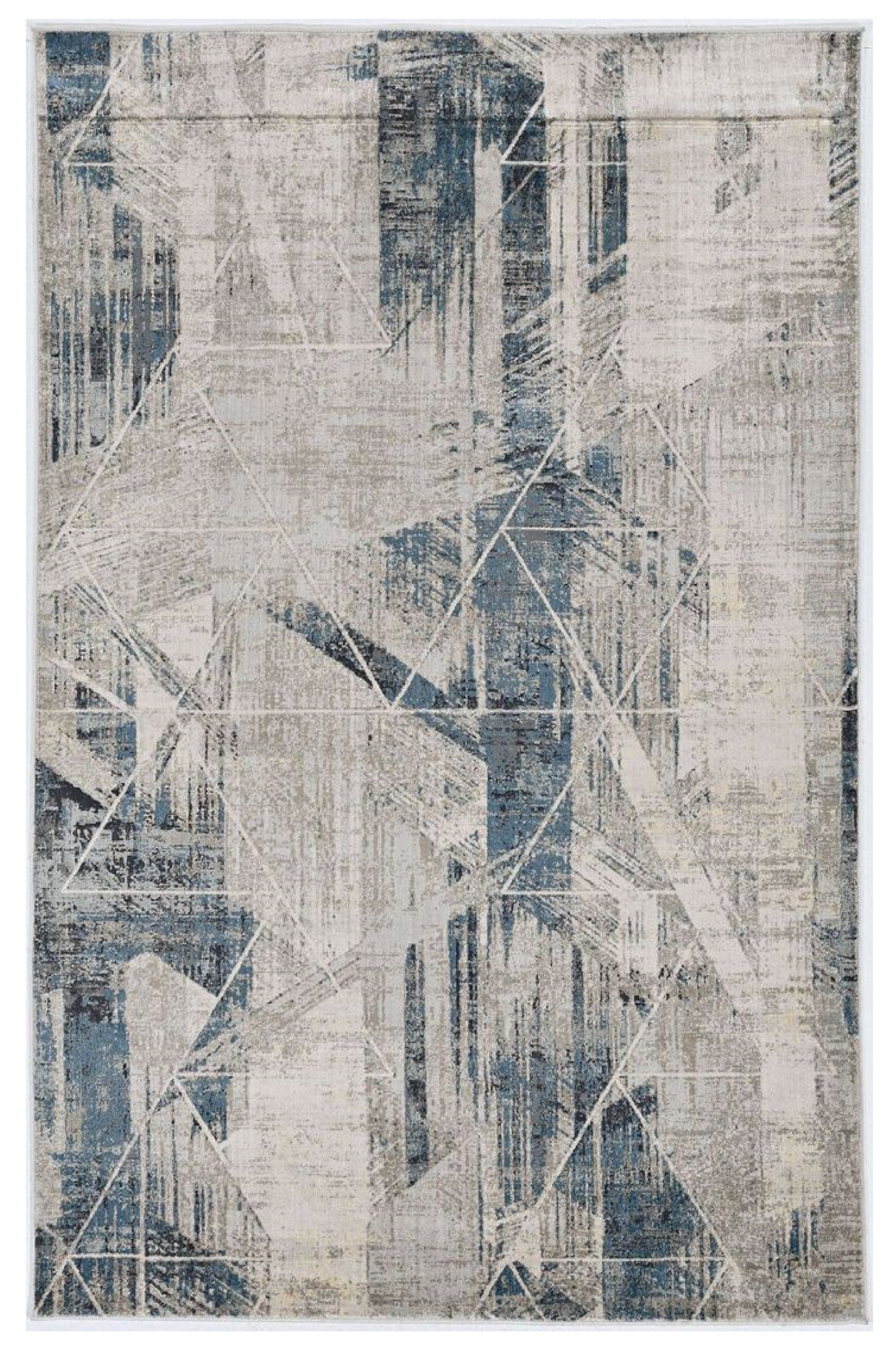 3' X 5' Blue and Gray Abstract Geometric Area Rug