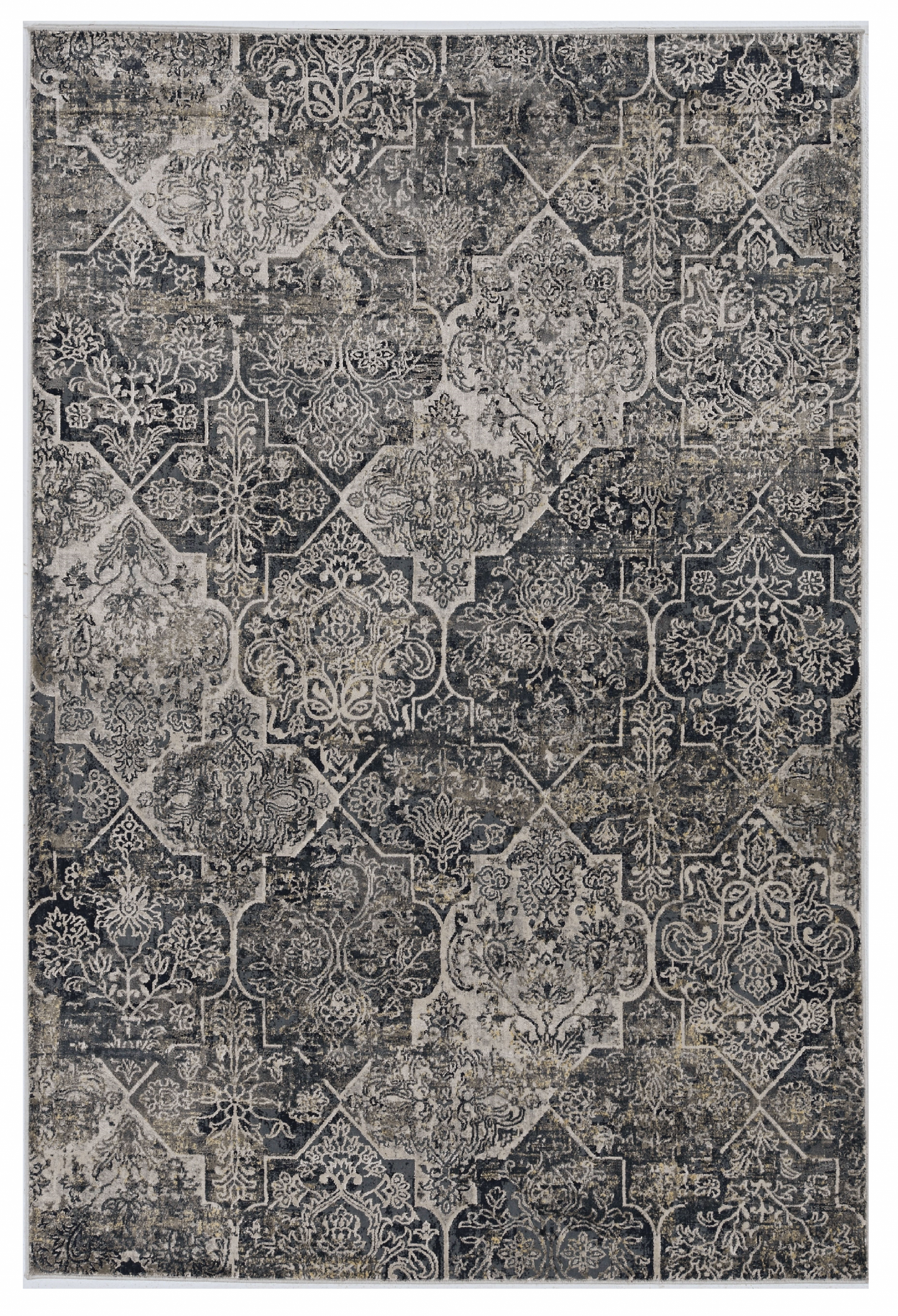 3' X 5' Gray Quatrefoil Area Rug