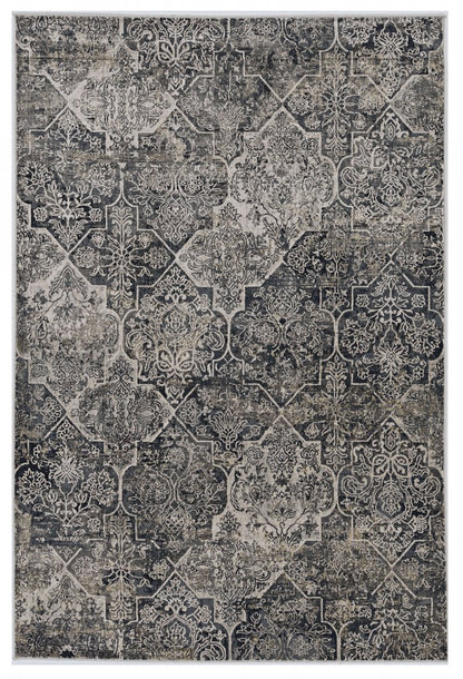 3' X 5' Gray Quatrefoil Area Rug