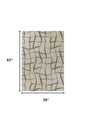 3' X 5' Ivory And Dark Gray Abstract Shag Area Rug