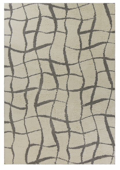 3' X 5' Ivory Abstract Shag Area Rug