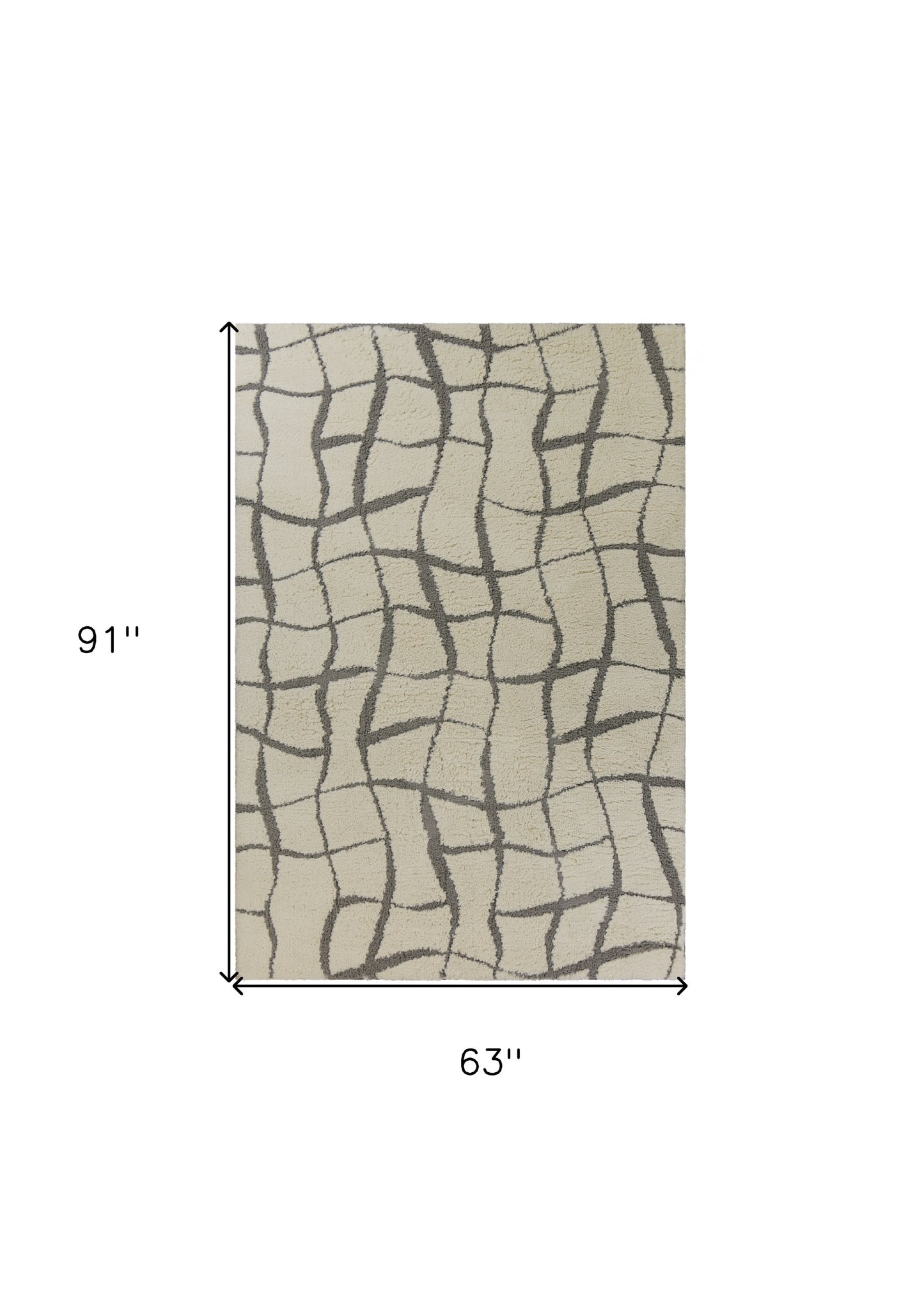 3' X 5' Ivory Abstract Shag Area Rug