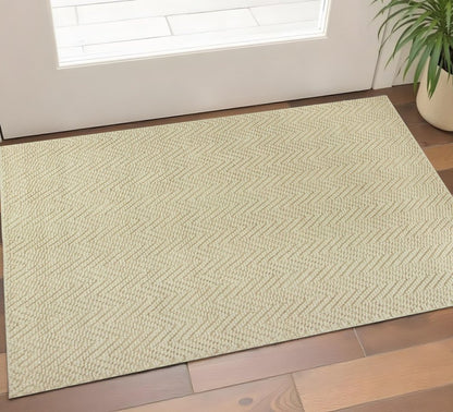 5' X 8' Ivory And Beige Jute Chevron Hand Woven Area Rug
