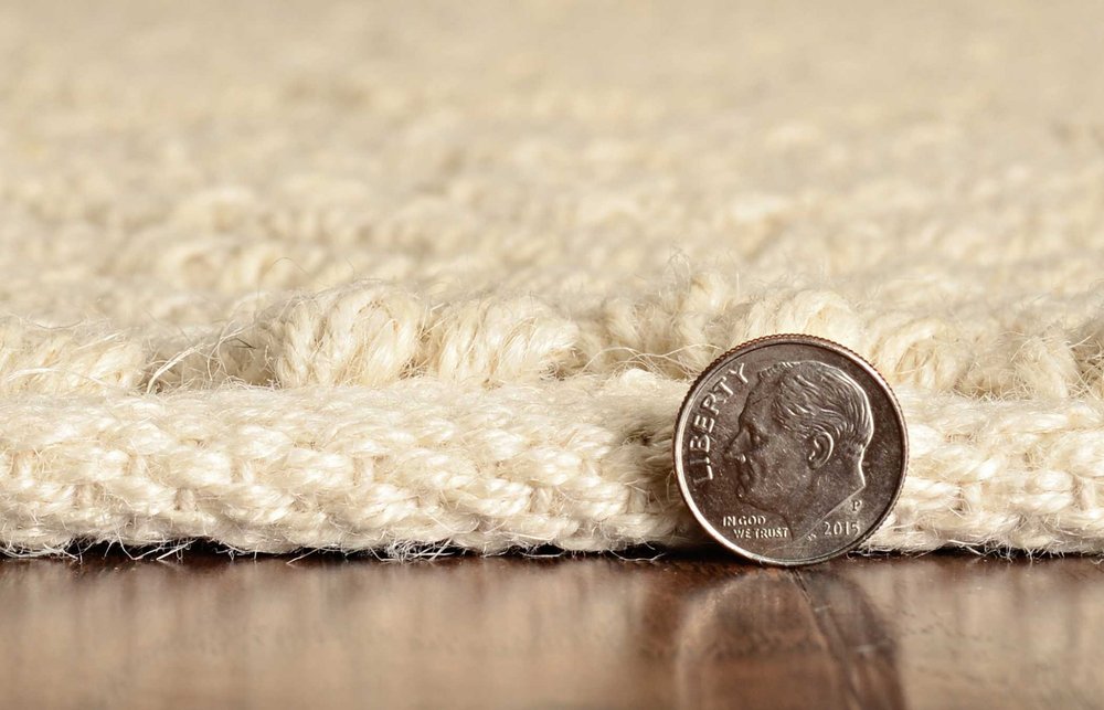 7' X 10' Ivory And Beige Jute Chevron Hand Woven Area Rug