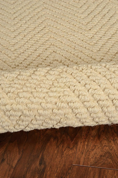 5' X 8' Ivory And Beige Jute Chevron Hand Woven Area Rug