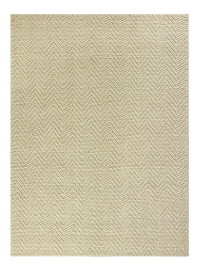 7' X 10' Ivory Chevron Hand Woven Area Rug