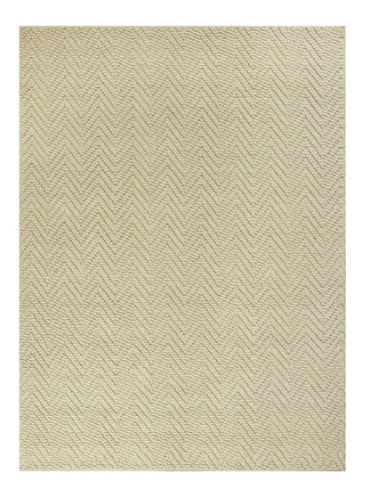 5' X 8' Ivory And Beige Jute Chevron Hand Woven Area Rug