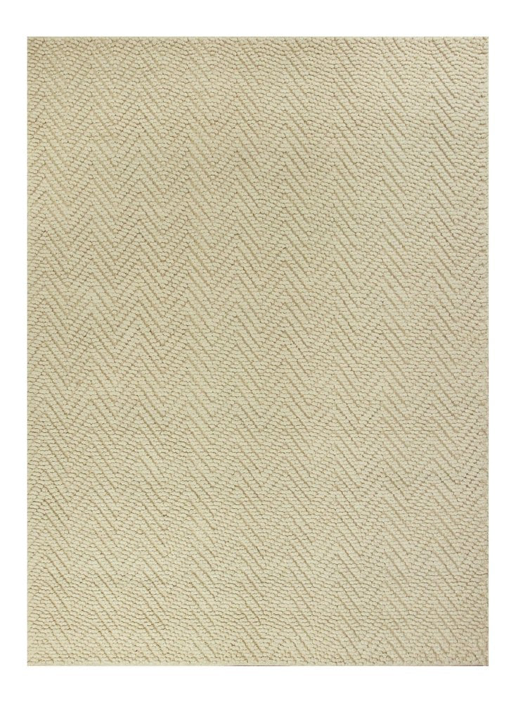 5' X 8' Ivory And Beige Jute Chevron Hand Woven Area Rug