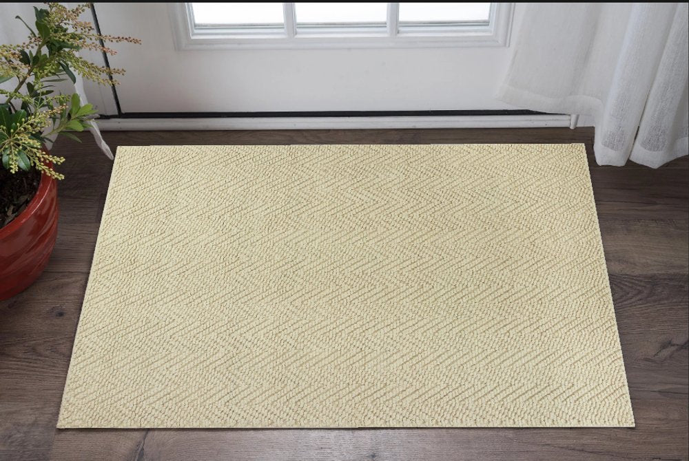 5' X 8' Ivory And Beige Jute Chevron Hand Woven Area Rug